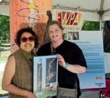 A famous artist and I meet over the making of public art. She used my toad photo as inspiration.This was opening day of the parkway and it was HOT.